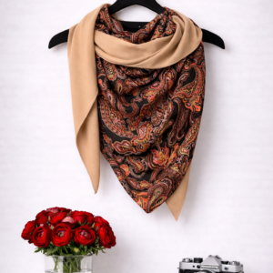 Großer Schal Paisley schwarz
